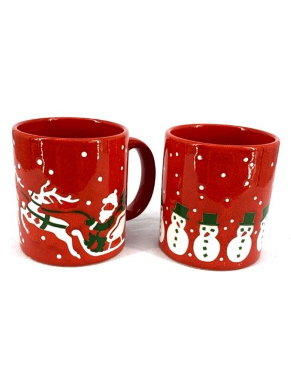 Waechtersbach Cups Mugs Lot of 2 Santa Sleigh Snowman West Germany